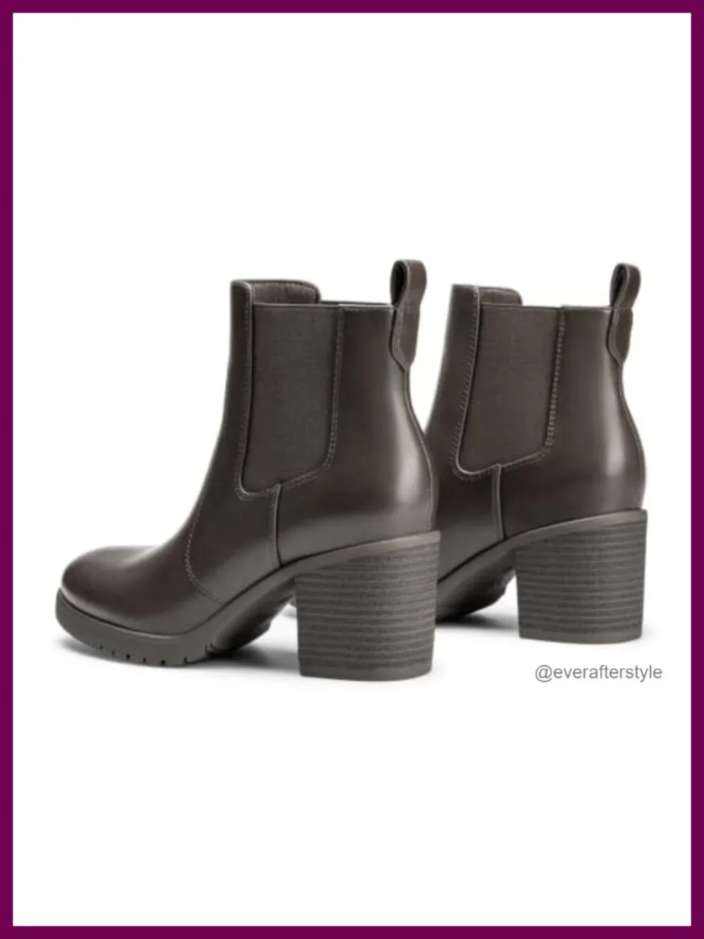 Women's Slip On Elastic Chelsea Ankle Boots Faux Leather Block Heel